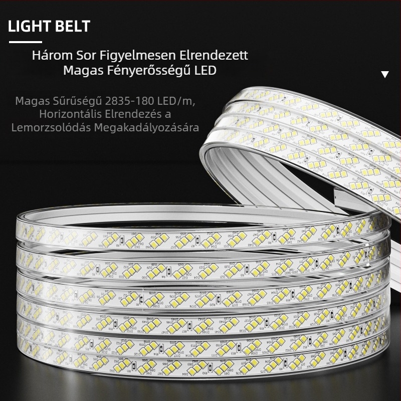 220V LED-szalag kapcsolóval, vízálló, 180 LED (3528), 10W