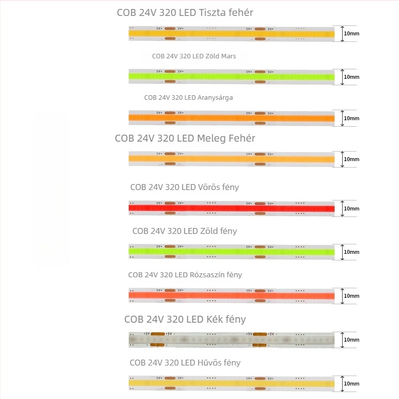 COB LED-szalag 320 LED-del, 5V bemenet, vízálló, szabályozható fényerő USB vezérléssel beltéri megvilágításhoz