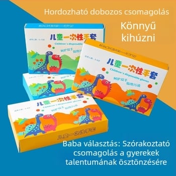 Gyermekek részére, egyszer használatos PE kesztyűk, egyedi csomagolásban, élelmiszer-minőség, átlátszó, 0,01 mm vastagság, otthoni használatra