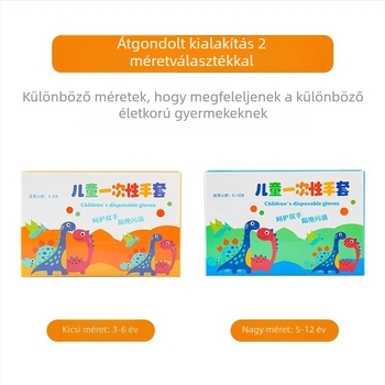 Gyermekek részére, egyszer használatos PE kesztyűk, egyedi csomagolásban, élelmiszer-minőség, átlátszó, 0,01 mm vastagság, otthoni használatra