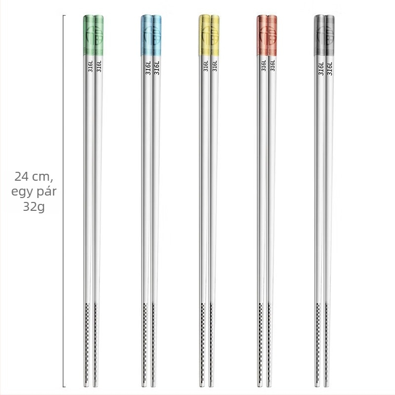 316 rozsdamentes acél evőpálcikák, négyszögletes, csúszásmentes, hőálló, 1 pár