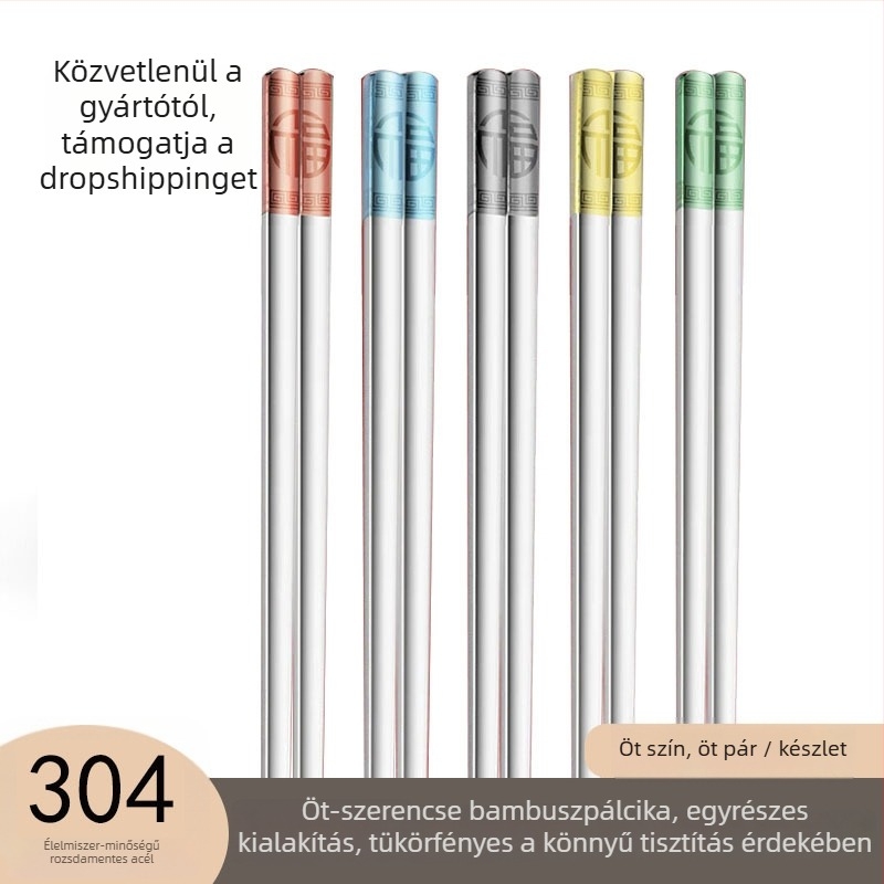 316 rozsdamentes acél evőpálcikák, négyszögletes, csúszásmentes, hőálló, 1 pár