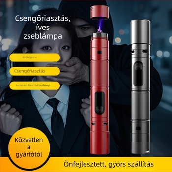 Kültéri zseblámpa kempingezéshez és önvédelmi célokra, alumínium ötvözet test, teleszkópos zoom, lézerfényforrás, 5W, újratölthető akkumulátor (kapacitás 500)