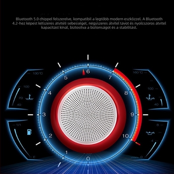 Hordozható Bluetooth hangszóró, fém ház, IPX5 vízálló, Bluetooth 5.0, 5W, frekvencia-tartomány 100 Hz–20 kHz