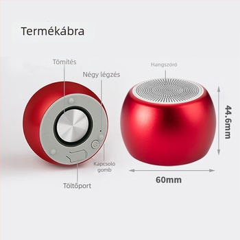 Hordozható Bluetooth hangszóró, fém ház, IPX5 vízálló, Bluetooth 5.0, 5W, frekvencia-tartomány 100 Hz–20 kHz