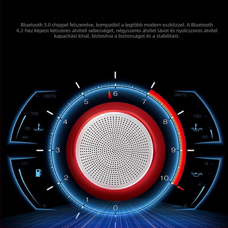 Hordozható Bluetooth hangszóró, fém ház, IPX5 vízálló, Bluetooth 5.0, 5W, frekvencia-tartomány 100 Hz–20 kHz