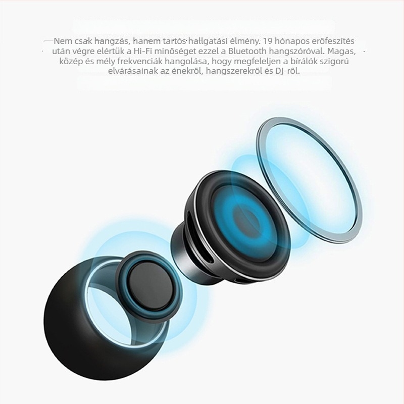 Hordozható Bluetooth hangszóró, fém ház, IPX5 vízálló, Bluetooth 5.0, 5W, frekvencia-tartomány 100 Hz–20 kHz