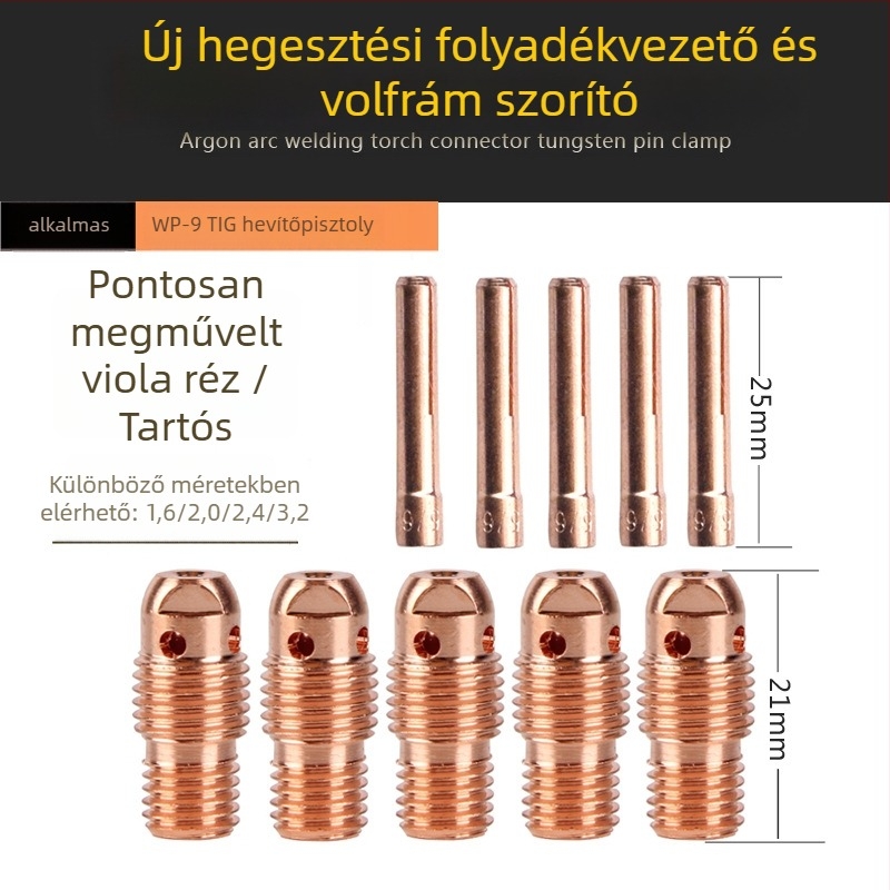 WP-9F argon ívhegesztő pisztoly kerámiadugó 13N08, réz áramlásvezető, wolfrám tű hegesztő fúvóka védőcső