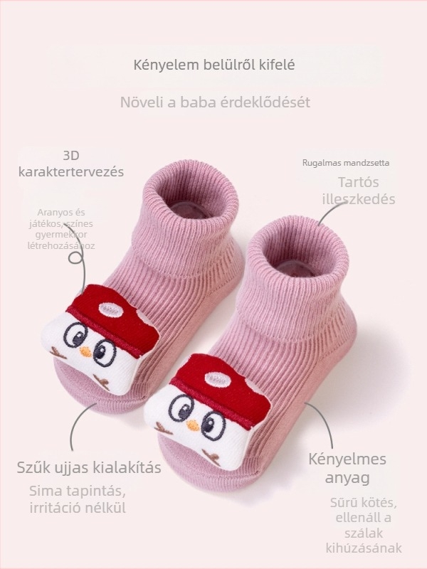Gyerek zokni combed pamutból, 80% pamut, Cartoon minta, dupla tű varrás, középső cső hossz