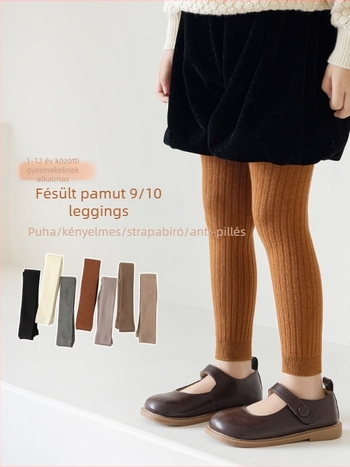 Lányok Capri leggings, 82% pamut, téli, egyszínű, lélegző
