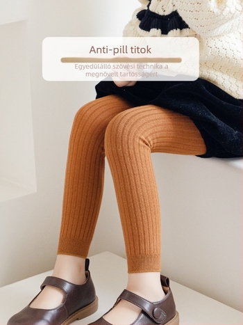 Lányok Capri leggings, 82% pamut, téli, egyszínű, lélegző