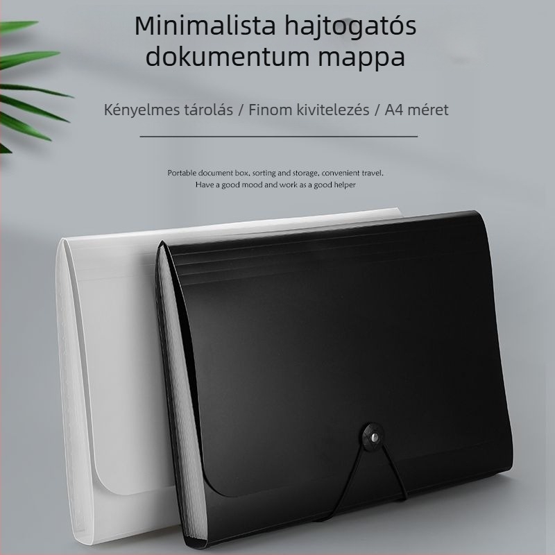 13 rekeszes akordion irattartó dokumentumokhoz, műanyag kivitel, nagy kapacitás, nyomtatott logó, testreszabható, licencelt privát márka