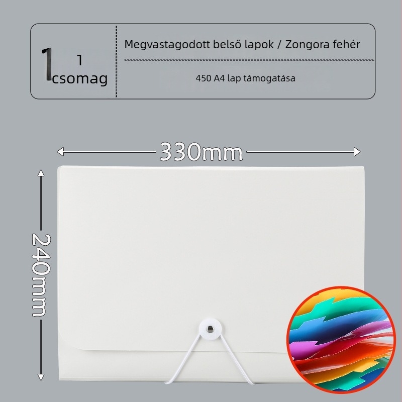 13 rekeszes akordion irattartó dokumentumokhoz, műanyag kivitel, nagy kapacitás, nyomtatott logó, testreszabható, licencelt privát márka