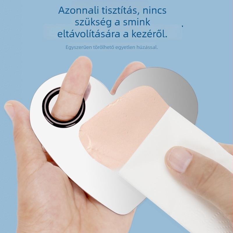 Szív alakú rozsdamentes acél palettagyűrű – sminkpaletta és alapozó applikátor pickerrel, 54 g, Dingsheng