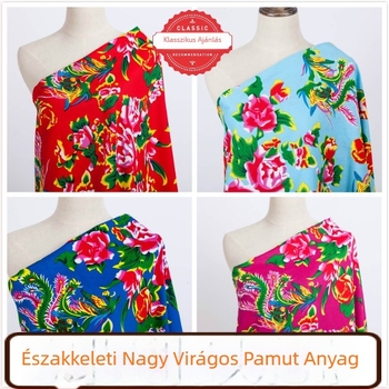 100% pamut twill jacquard szövet növényi nyomtatással — észak-keleti stílusú, nagy virágos motívum