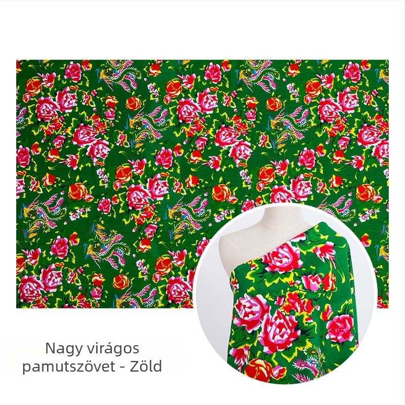 100% pamut twill jacquard szövet növényi nyomtatással — észak-keleti stílusú, nagy virágos motívum