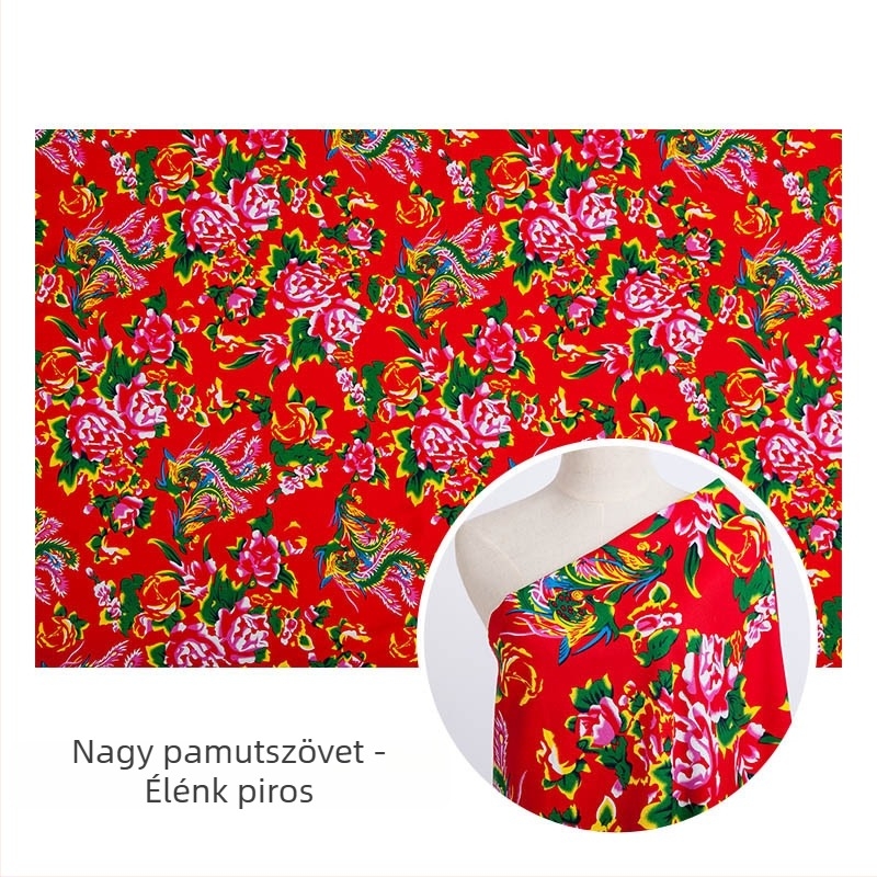 100% pamut twill jacquard szövet növényi nyomtatással — észak-keleti stílusú, nagy virágos motívum