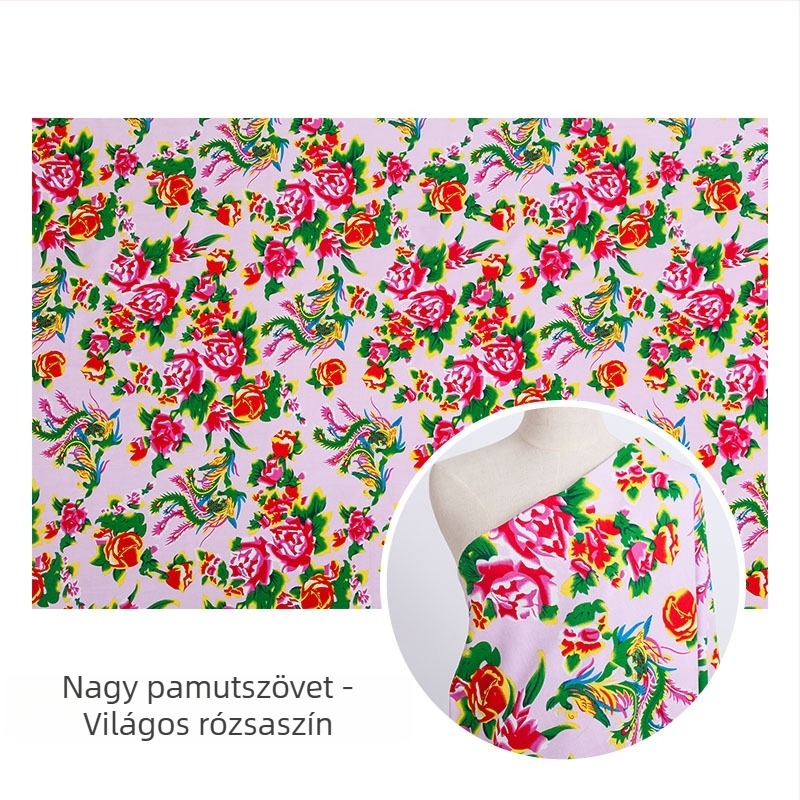 100% pamut twill jacquard szövet növényi nyomtatással — észak-keleti stílusú, nagy virágos motívum