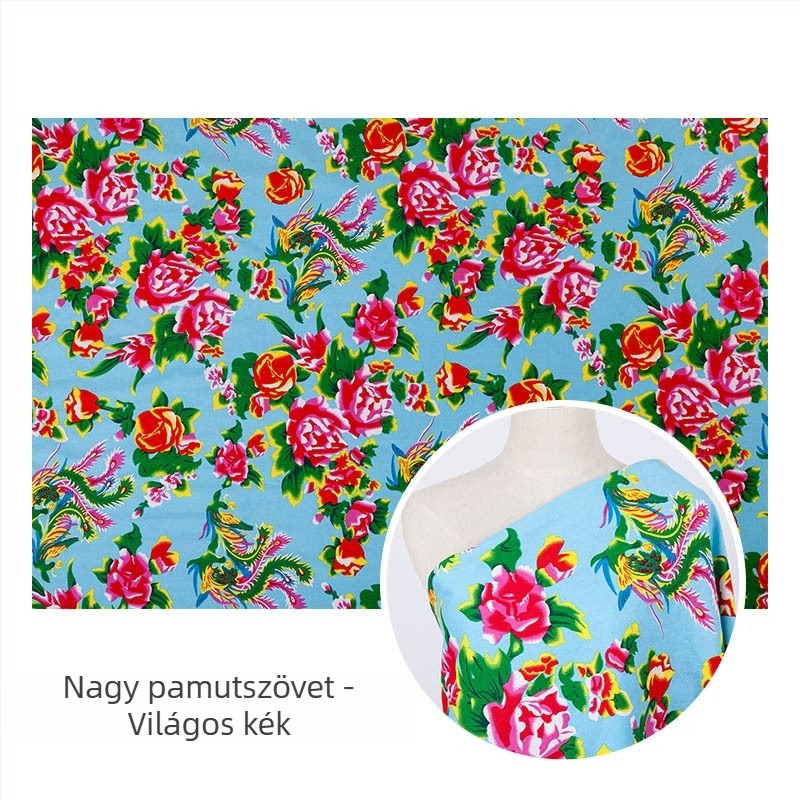 100% pamut twill jacquard szövet növényi nyomtatással — észak-keleti stílusú, nagy virágos motívum