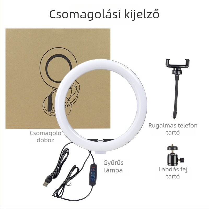 L-609 LED gyűrűfény szépség élő közvetítéshez, ~10W, 5V, asztali használat