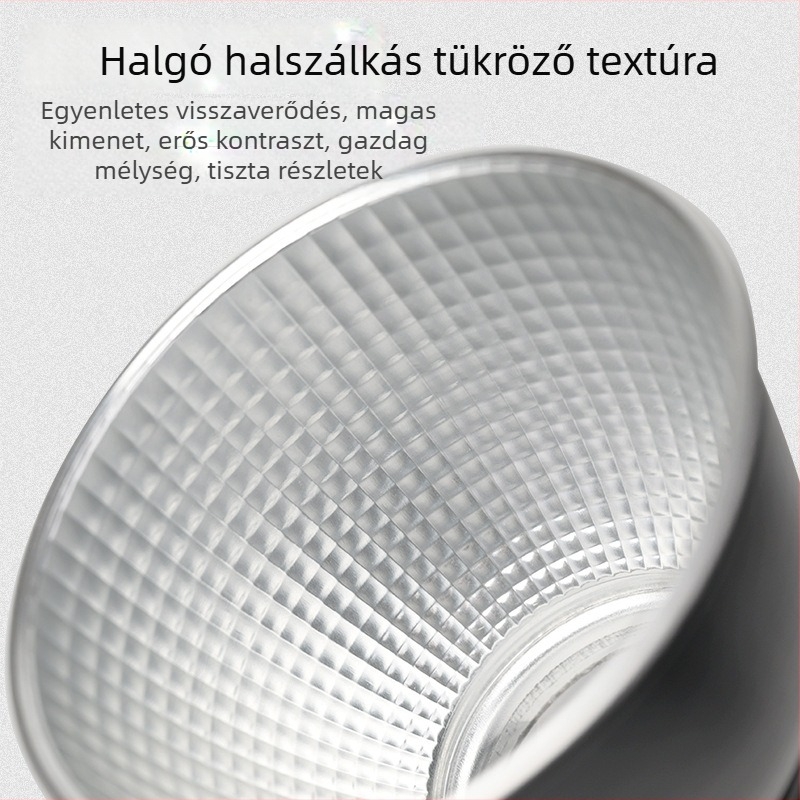 LED fotózási lámpa árnyékoló bajonettes csatlakozással, 2700K meleg fehér, 220V, 3 m hatótáv, fényerő állítható
