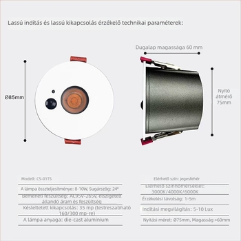 Simcnc mozgásérzékelős bejárati spotlámpa COB LED-del, alumínium ház, magas CRI 95%, 36V max, emberi testérzékelés
