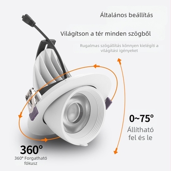 LED beépített mennyezeti lámpa, állítható szög, anti-glare, falmosó világítás, alumínium ház, CRI ≥90, 220V
