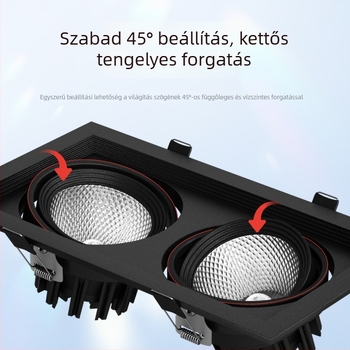 Téglalap alakú beépített LED rácsvilágítás kettős fejű downlighttal, alumínium ház, 220V, CRI ≥95, nem intelligens vezérlés