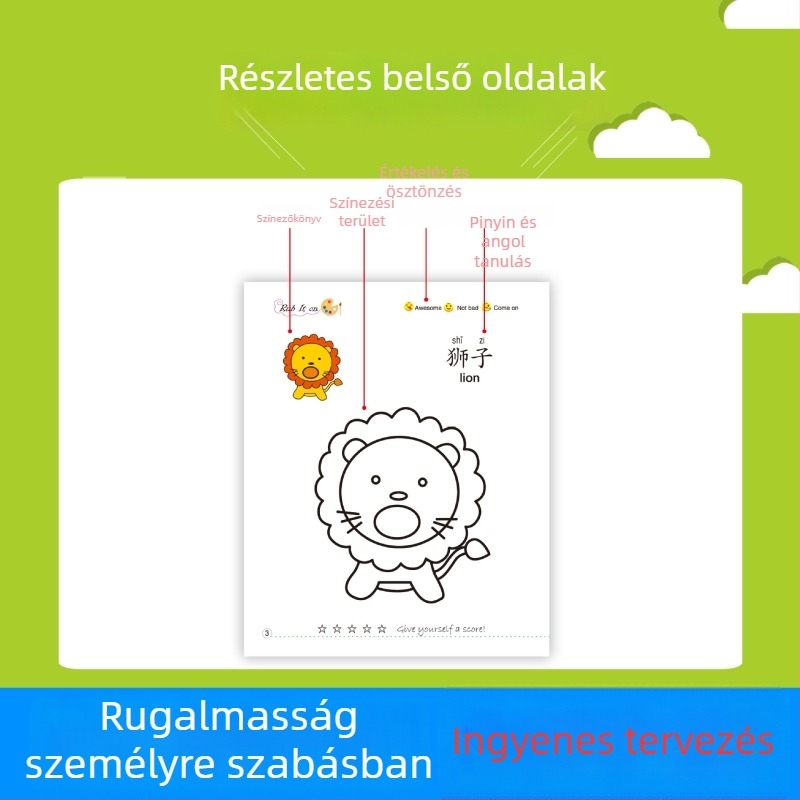 Du Le Zi kisgyermekek színező- és rajzkészlet 3–6 éveseknek, papíralapú, testreszabva a rajzok szerint