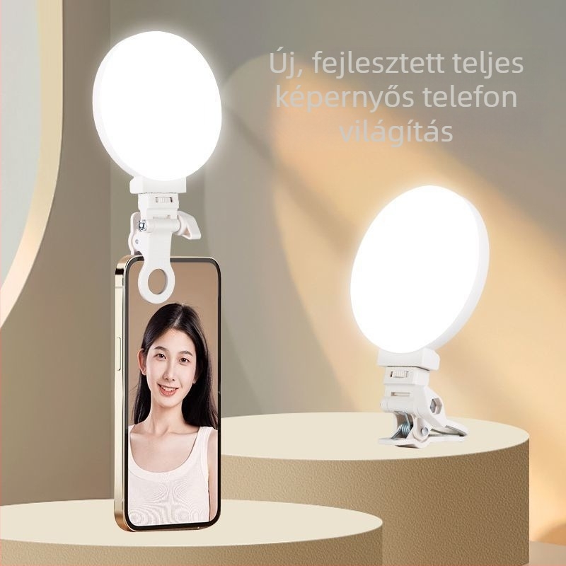 Telefonhoz készült szelfi világítás — hordozható clip-on fény, három színhőmérséklet, 3V/800mAh, modell Sd-sjbgd-f01