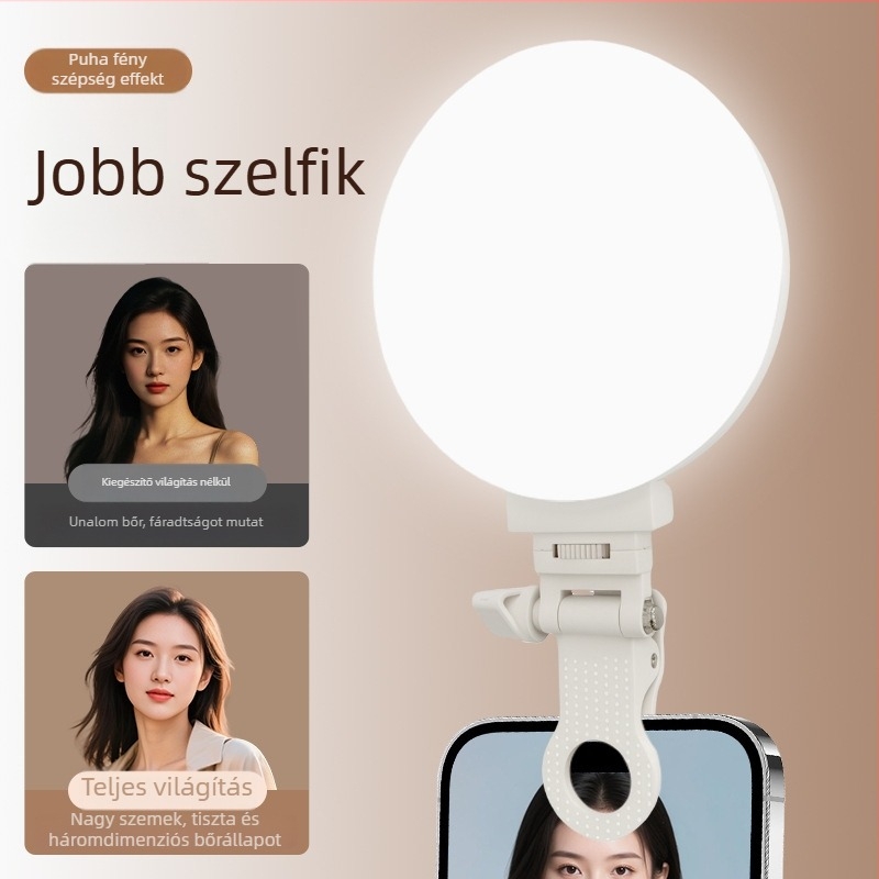 Telefonhoz készült szelfi világítás — hordozható clip-on fény, három színhőmérséklet, 3V/800mAh, modell Sd-sjbgd-f01