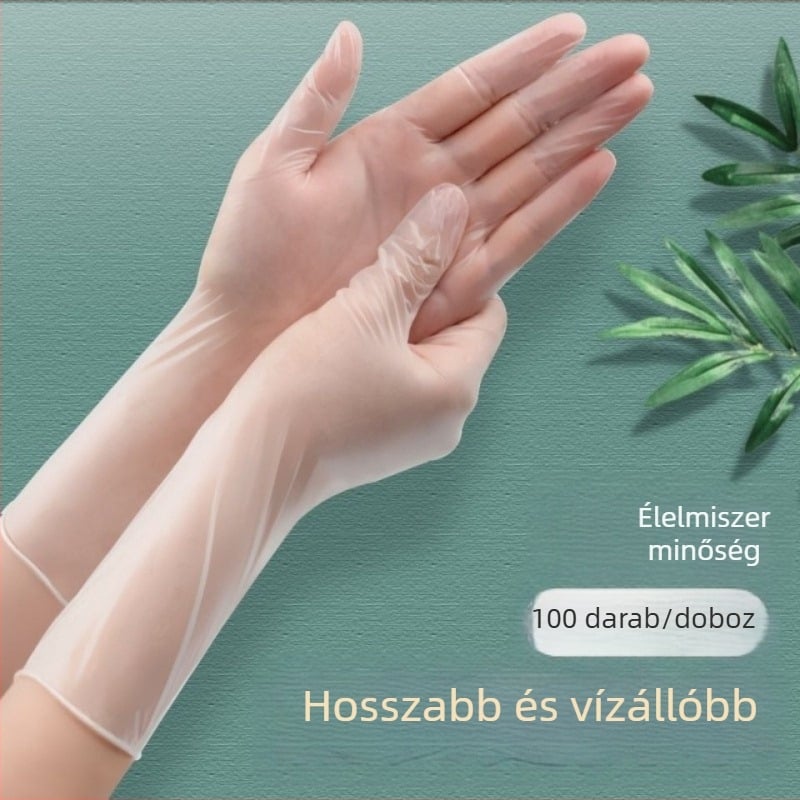Egyszer használatos PVC kesztyűk, élelmiszer-minőségű, vízálló és olajálló, érintőképernyő-kompatibilis