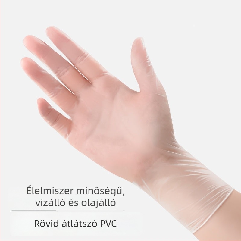 Egyszer használatos PVC kesztyűk, élelmiszer-minőségű, vízálló és olajálló, érintőképernyő-kompatibilis
