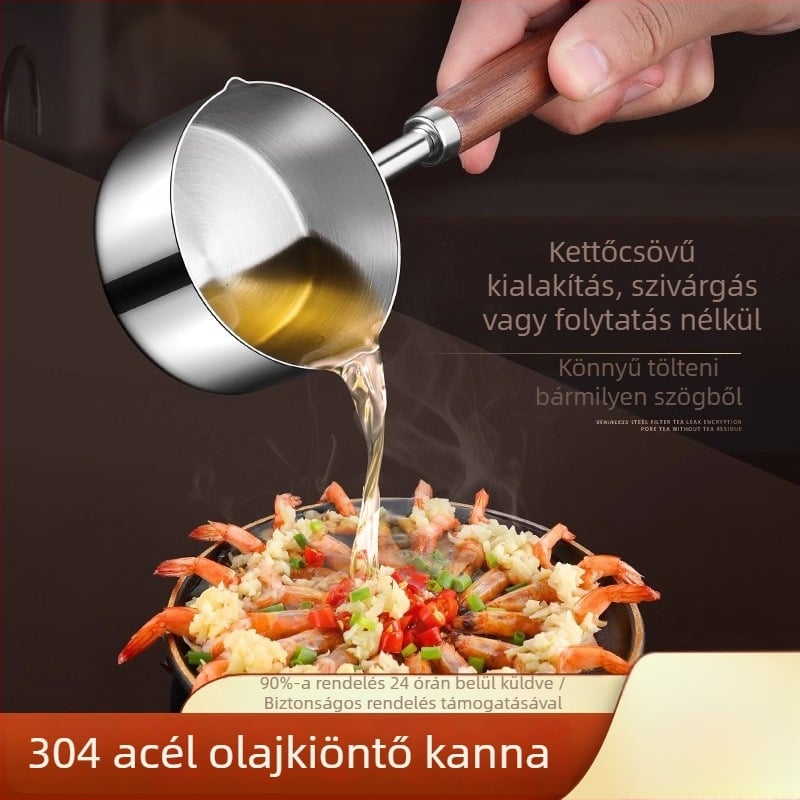 304 rozsdamentes acél olajtál, sík aljzattal, bevonat nélküli, 3,5 cm mélység, olaj melegítésére és fűszerezésre