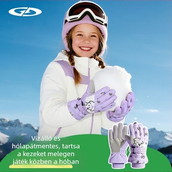 Gyerek síkesztyűk: poliészter, melegen tartó, uniszex, 2–8 éveseknek, jacquard szövésű anyag