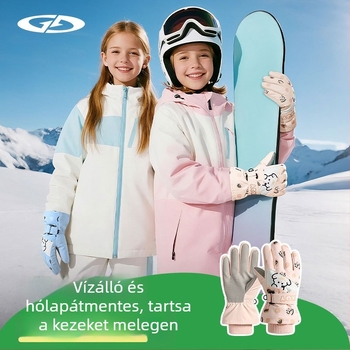 Gyerek síkesztyűk: poliészter, melegen tartó, uniszex, 2–8 éveseknek, jacquard szövésű anyag