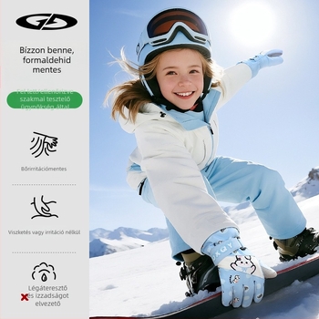 Gyerek síkesztyűk: poliészter, melegen tartó, uniszex, 2–8 éveseknek, jacquard szövésű anyag
