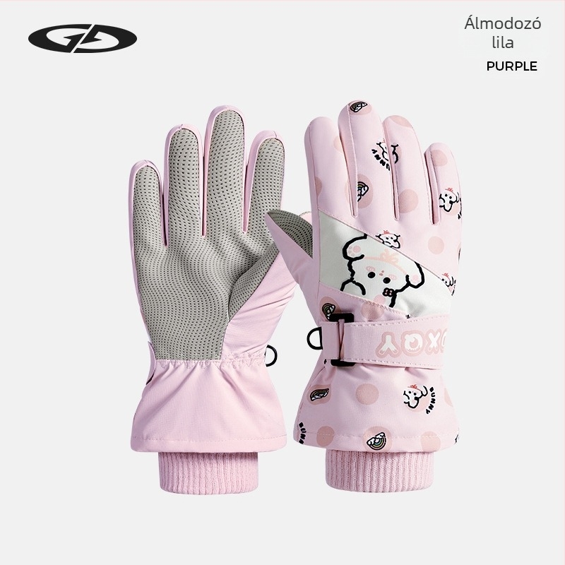 Gyerek síkesztyűk: poliészter, melegen tartó, uniszex, 2–8 éveseknek, jacquard szövésű anyag