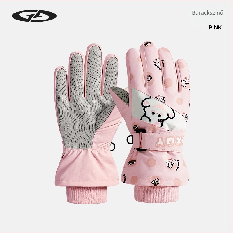 Gyerek síkesztyűk: poliészter, melegen tartó, uniszex, 2–8 éveseknek, jacquard szövésű anyag