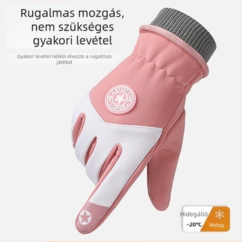 Gyerek síkesztyűk, uniszex, szélálló és vízálló, csúszásmentes, csíkos minta, ősz-téli szezonra, 5–13 évesek