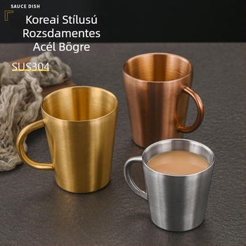 304 rozsdamentes acélból készült dupla falú bögre fogantyúval - nagy kapacitású, alkalmas sörhöz, tejhez és vízhez, egyedi logóval