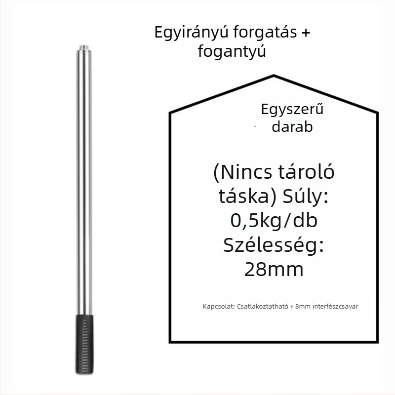 Rozsdamentes acélból készült halászháló-nyél, 500 g, egy darabos, nem bővíthető