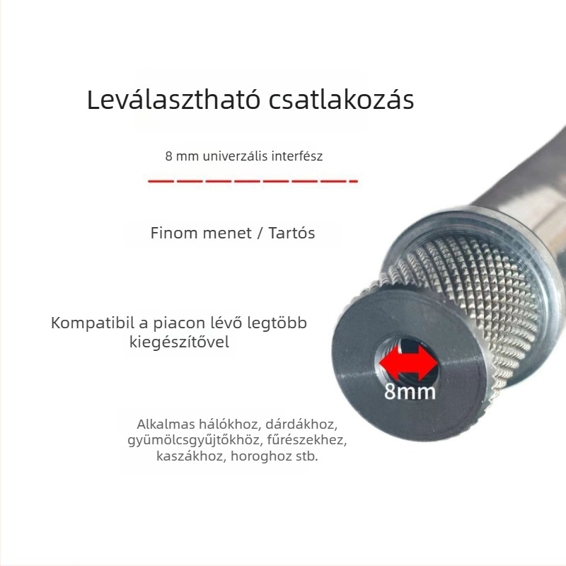 Rozsdamentes acélból készült halászháló-nyél, 500 g, egy darabos, nem bővíthető