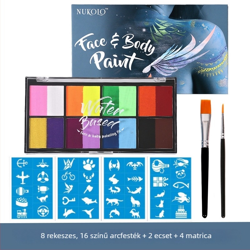 Xu Peng víz alapú arcfesték és testfesték készlet, 8 rekeszes doboz (Márka: Xu Peng; Anyag: víz alapú; Alkalmazás: akvarell festés; Csomagolás: 8 rekeszes doboz)