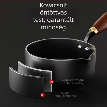 Omlettserpenyő finom vasból, kínai stílus, egylapos alj, 780 g, univerzális tűzhelyhez