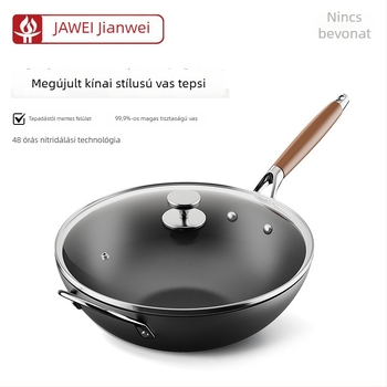 Finomvas Wok kínai stílusú, üvegfedél, univerzális tűzhelyhez, egylapos aljzat