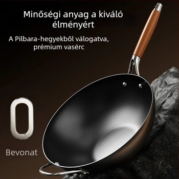 Finomvas Wok kínai stílusú, üvegfedél, univerzális tűzhelyhez, egylapos aljzat
