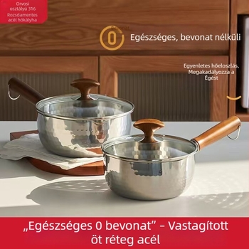 Tejfőző fazék, tapadásmentes, 316-os rozsdamentes acélból, japán stílusú Yukihira, egylapos aljzattal, minden tűzhelyhez való