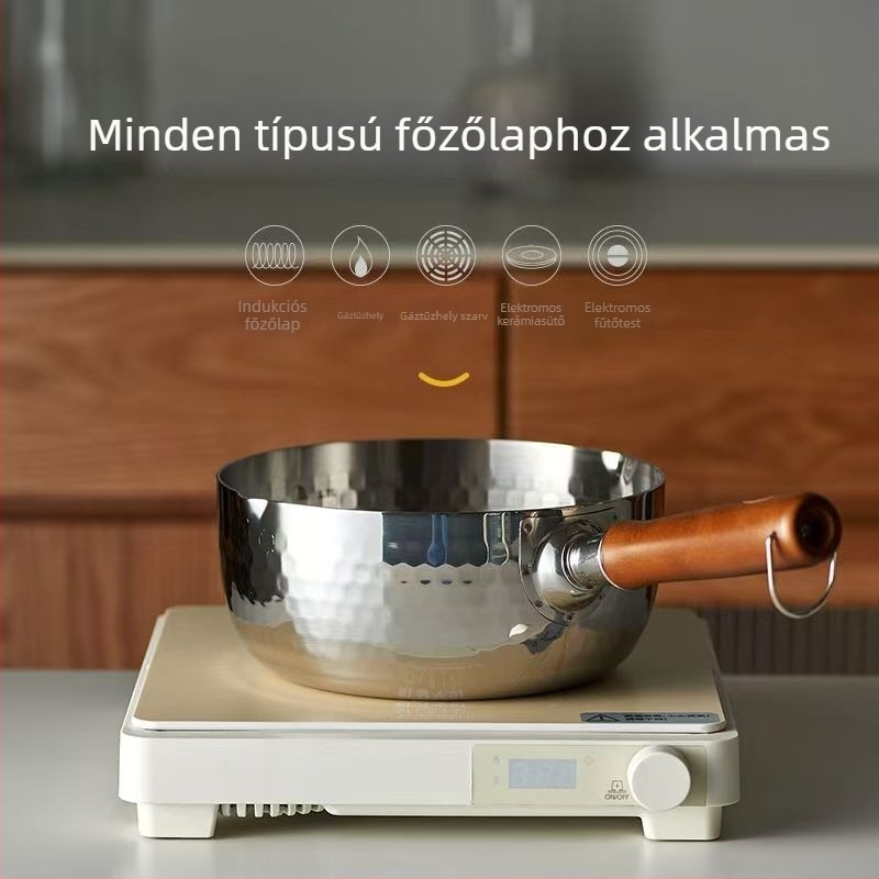 Tejfőző fazék, tapadásmentes, 316-os rozsdamentes acélból, japán stílusú Yukihira, egylapos aljzattal, minden tűzhelyhez való