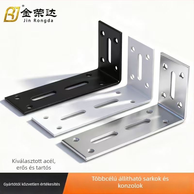 Állítható saroktartó bútorokhoz — hideg hengerelt acélból, Jin Rongda márka, modell Adjustable Corner Code, univerzális felhasználás, modern minimalist stílus